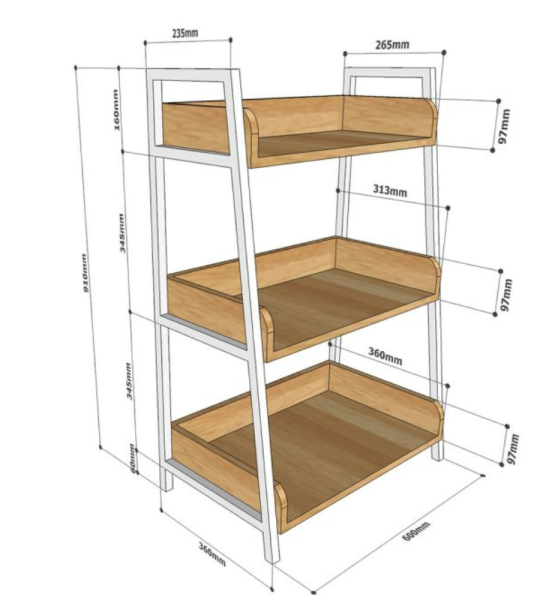 Kệ CASAN 3 tầng gỗ plywood khung sắt