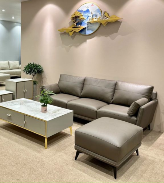 Sofa băng nệm simili chân sắt