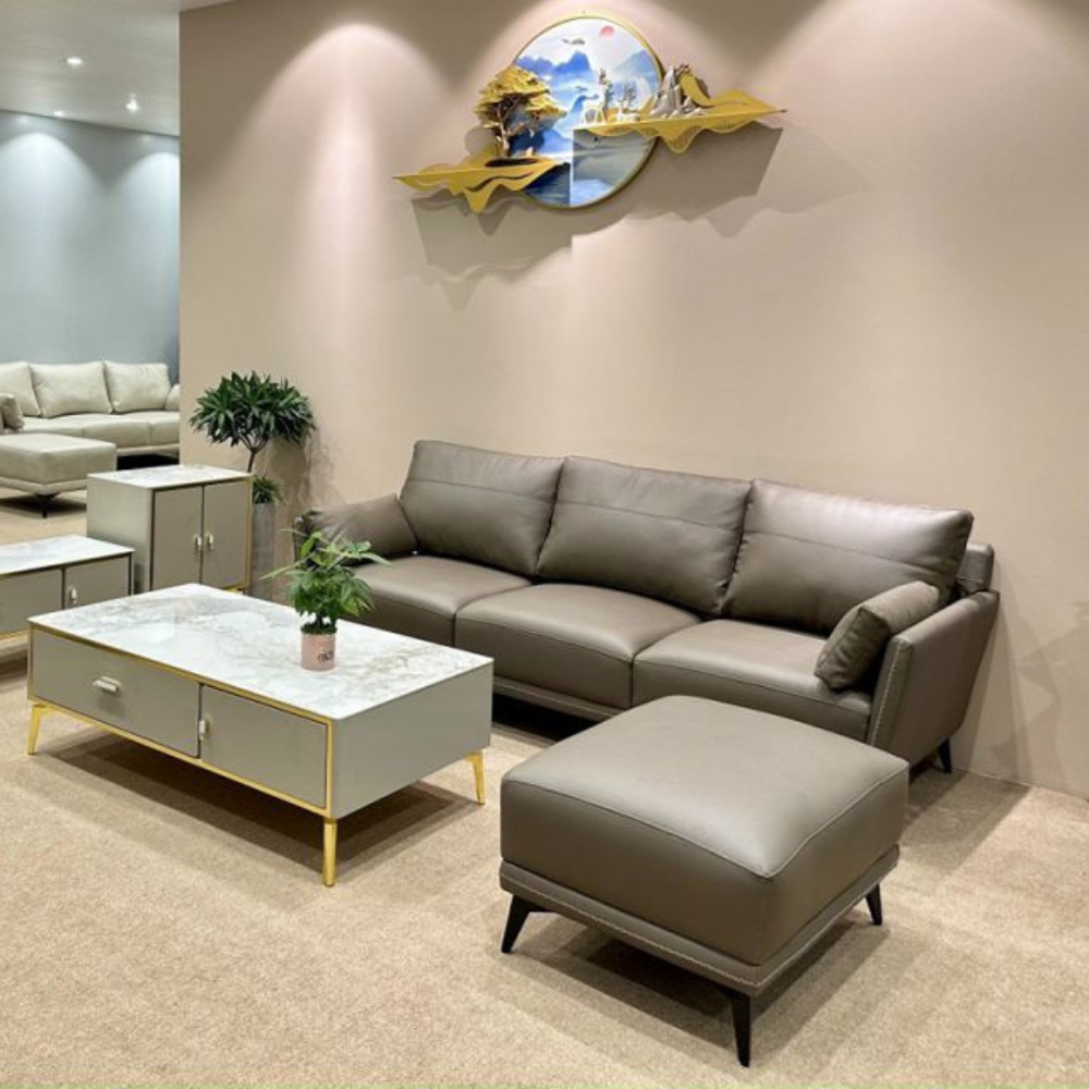 Sofa băng nệm simili chân sắt